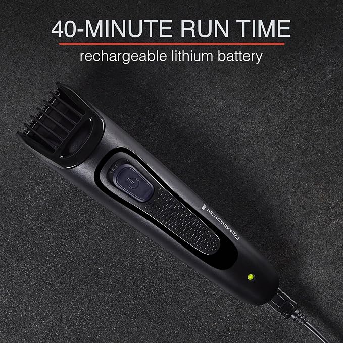 Remington Rechargeable Beard Trimmer Kit for Mustaches, Nose Hair, and Light Detailing and Grooming with Bonus Battery Nose Trimmer