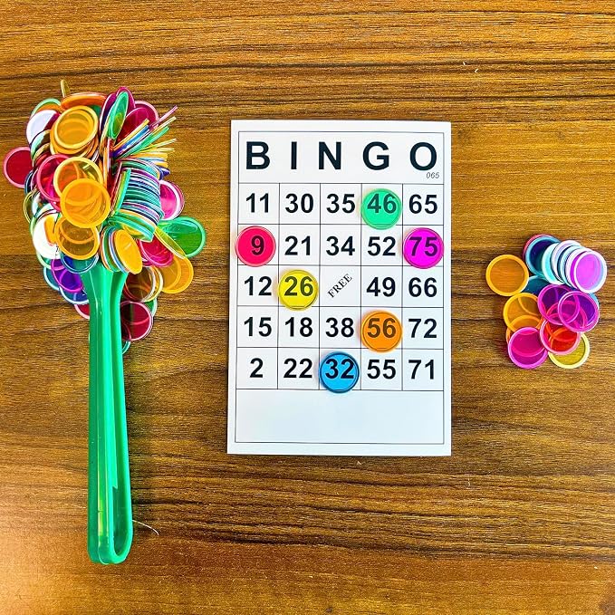 SEETOOOGAMES Magnetic Bingo Chips Tokens - 600 Pieces 6 Color Transparent Magnetic Chips for Classroom - 19mm Mixed Color