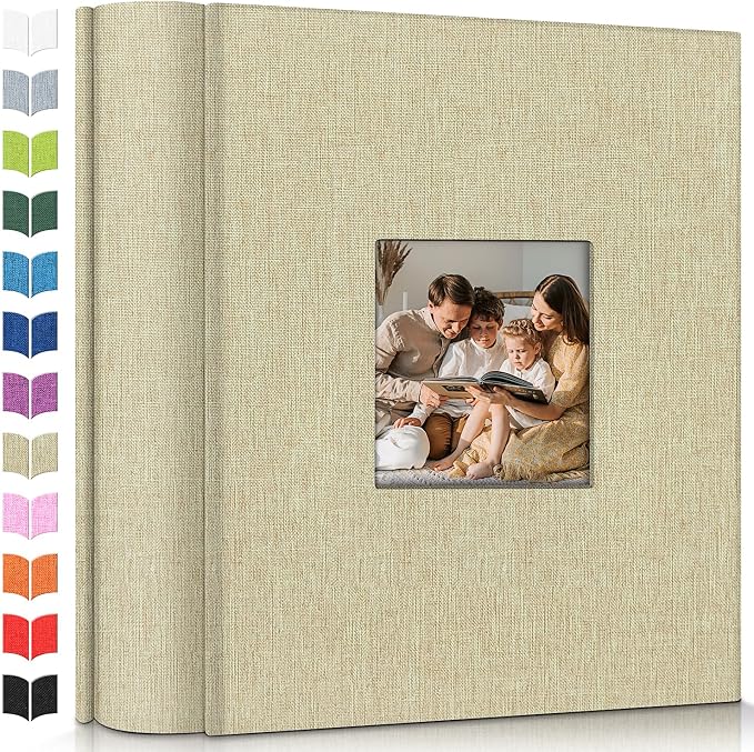Artfeel Photo Album 4x6 with 1000 Pockets,Slip-in Picture Albums,Linen Cover Memory Book with Front Window,White Page Vertical Photo Book for Wedding,Family,Anniversare,Baby,Vacation