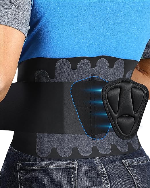 0.5mm Ultra Thin Back Brace for Women Men, 3D Lumbar Pad, Seamless Yoga Fabric, Lightweight Back Brace for Lower Back Pain Relief, Sciatica, Posture, Lifting, Wearg Under Clothes, Black, M