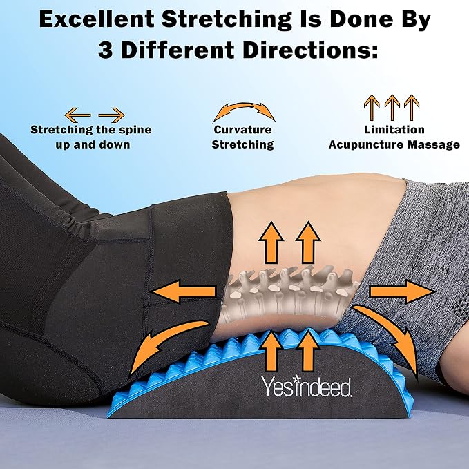 YESINDEED Back Stretcher Pillow – Pain Relief for Lower Back, Lumbar Support, Posture Correction, Sciatica Aid, Orthopedic Design, Easy to Use at Home, Office, or Anywhere, Orthopedist Recommended