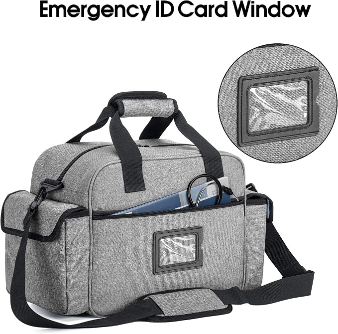 Trunab Home Health Nurse Bag Empty, Portable Medical Supplies Shoulder Bag | for Hospice, Home Visit, Hospital Interns, Grey, Bag Only