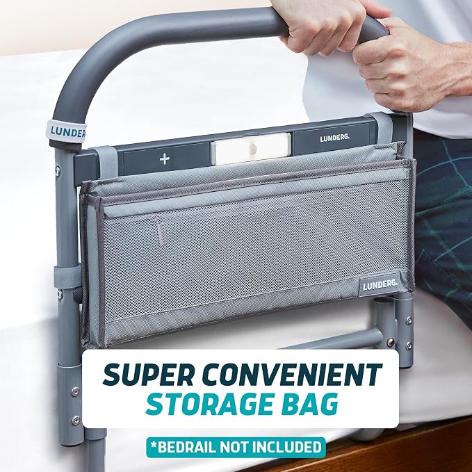 Lunderg Storage Bag for Large Bed Assist Rail - Replacement or Extra Bag | Lightweight & Perfect to Store Your Glasses, Remote, or Magazines
