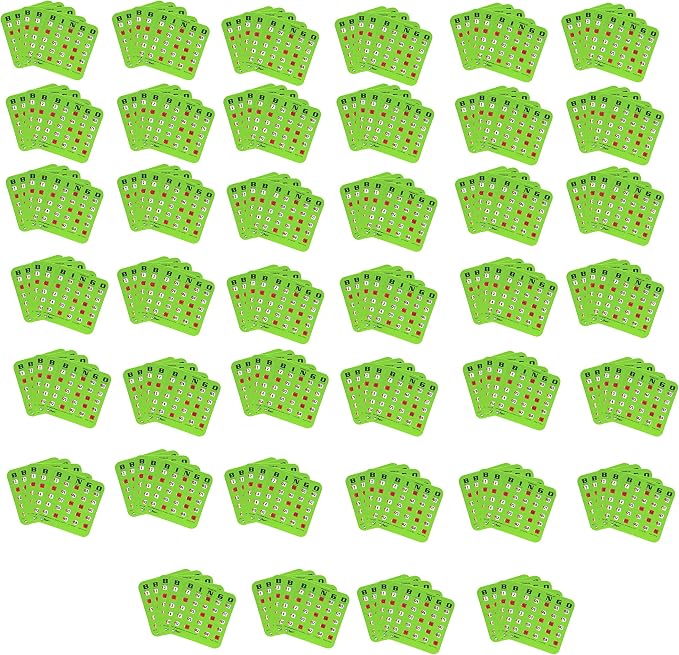 Regal Bingo Bulk Bingo Cards with Sliding Windows - Reusable Large Print Bingo Game Cards for Adults Large Group - 200 Pack, Green