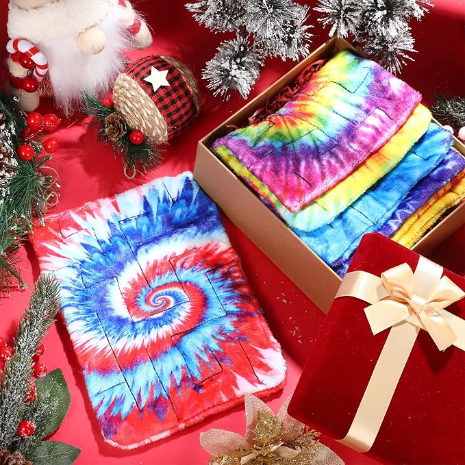 CHENGU 4 Pcs Marble Maze Mat Sensory Fidget Stress Relief Toys Calming Sensory Mat Anxiety Relief Fabric Toys for Teens Autism Calming Down Classroom Gifts Prizes(Tie Dye,8.66 x 6.3 in)