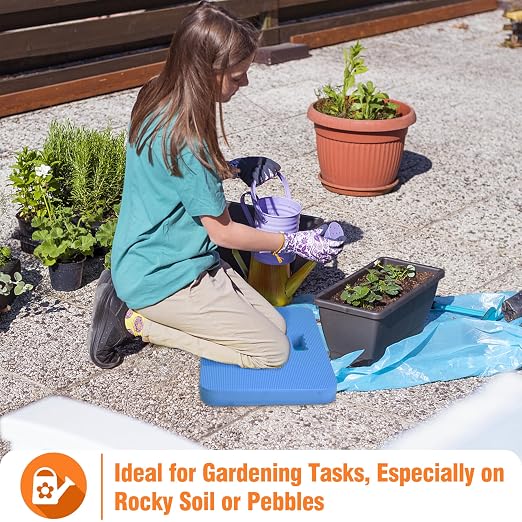 Gardzen Extra Thick Garden Kneeling Pad | EVA Foam Kneeler Pad for Gardening, Baby Bath, Yoga, Pilates, Exercise, 18" x 11" x 1.5", Blue