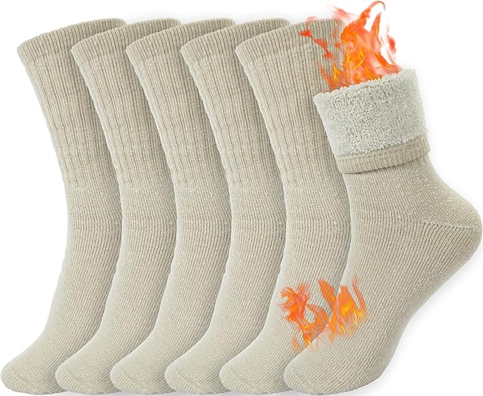 BomKinta Wool Hiking Socks Women - Merino Thick Warm Thermal Boot Socks - Winter Cozy Crew Sock Size 5-11