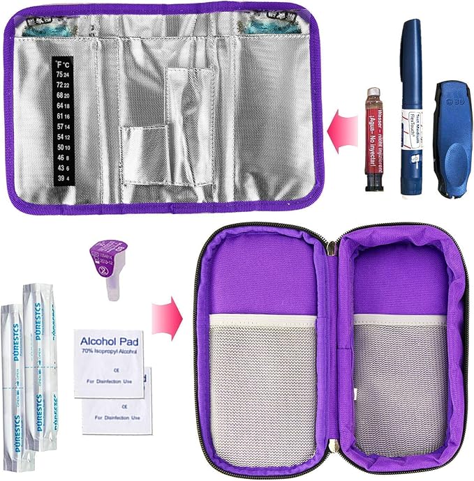 YOUSHARES Insulin Cooler Travel Case - TSA Approved Diabetic Medication Vial Cooling Bag with Ice Pack, Refrigerated Diabetes Supplies Organizer, GLP-1 Pen Medication Storage