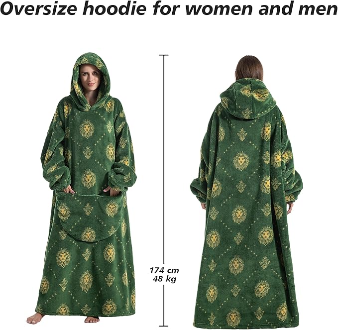 Blanket Hoodie, Long Hooded Blanket Sweatshirt as Birthday Gifts for Women Men, Long Wearable Blanket for Women Men.