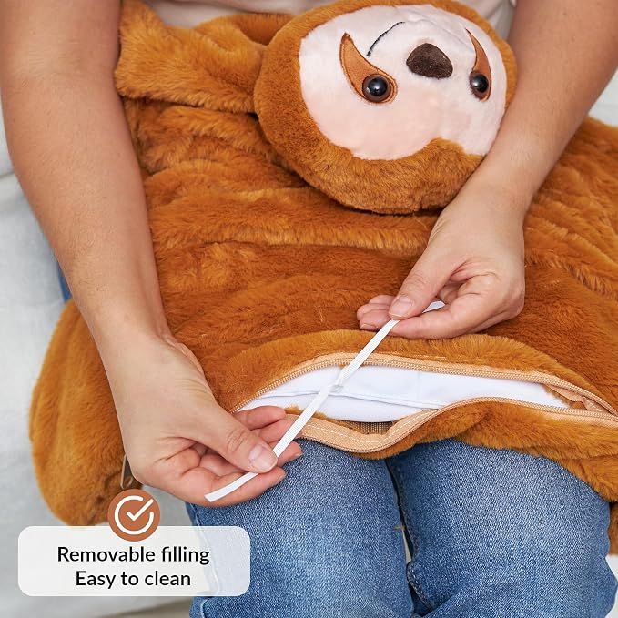 ODOXIA Weighted Lap Pad for Kids 5 Lbs | Calming & Comforting Sloth Buddy Plush | Sensory Animals Blanket | Carrying Bag Included | Washable