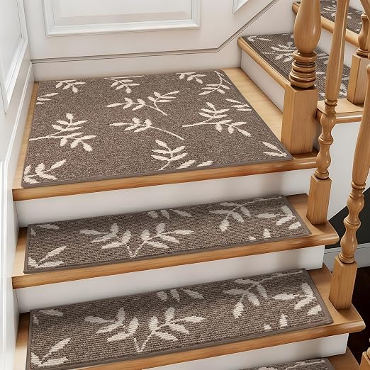 Non-Slip Landing Mat for Wooden Steps Indoor,Carpet Stair Treads | 30"x 30" Peel and Stick Soft Stair Rugs for Pets, Non Skid Wood Staircase Step Treads Reusable,Stair Protectors, Brown