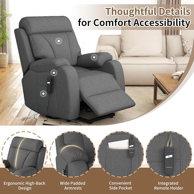 Power Lift Recliner Chair for Elderly with Remote Control - Heavy Duty 330 lbs Snowflake Velvet Fabric, Compact Electric Lift Chair for Seniors Small Spaces Living Room Bedroom