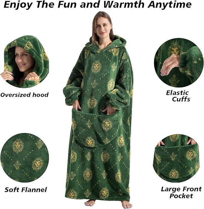 Blanket Hoodie, Long Hooded Blanket Sweatshirt as Birthday Gifts for Women Men, Long Wearable Blanket for Women Men.