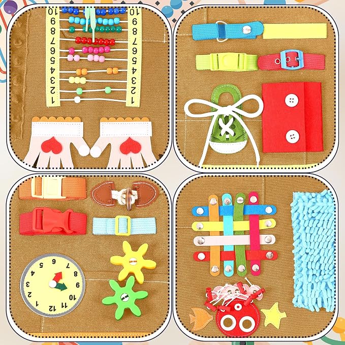 Shyyween Fidget Apron for Elderly Fidget Blanket for Dementia Alzheimer's Therapy Activity Apron Anxiety Relief supplies(Camel)