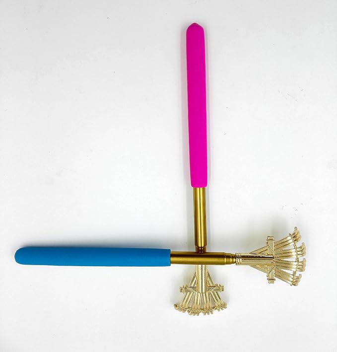 zdyCGTime Metal Portable Extendable Telescopic Rake Claws Back Scratchers/Hand Massager/backslap with Rubber Handles(2-Packs) (Rake Claws)