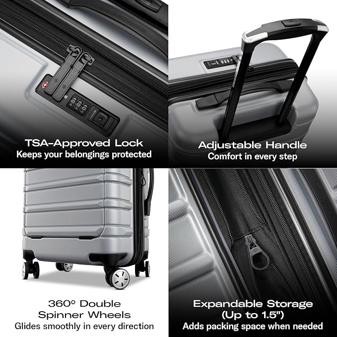 Samsonite Omni 2 Pro Hardside Expandable Luggage with Spinner Wheels, Pro Carry-on, MIDNIGHT BLACK