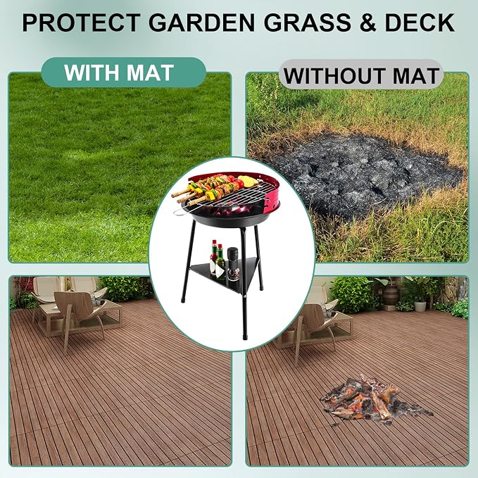Fire Pit Mat for Deck Fireproof 36.6x39.4in Under Grill Mats for Outdoor Grill Deck Protector Heat Resistant Wood Stove Mat for Patio, Lawn, Tent Stoves
