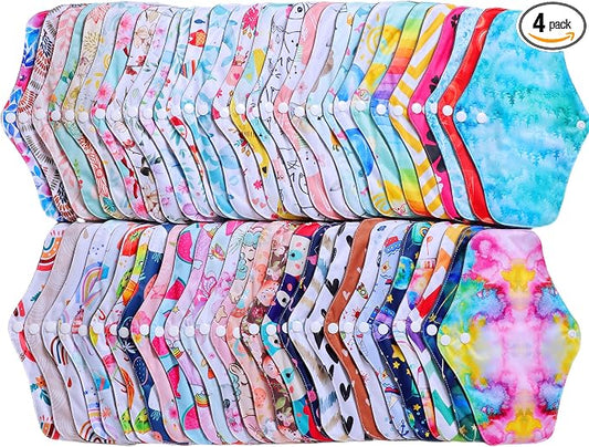 10 pcs M Size Random Prints Reusable Cloth Menstrual Pads for Women Period(10M-randomprints)