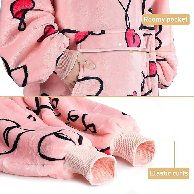 Catalonia Oversized Blanket Hoodie Sweatshirt, Wearable Sherpa Lounging Pullover for Adults Women Men