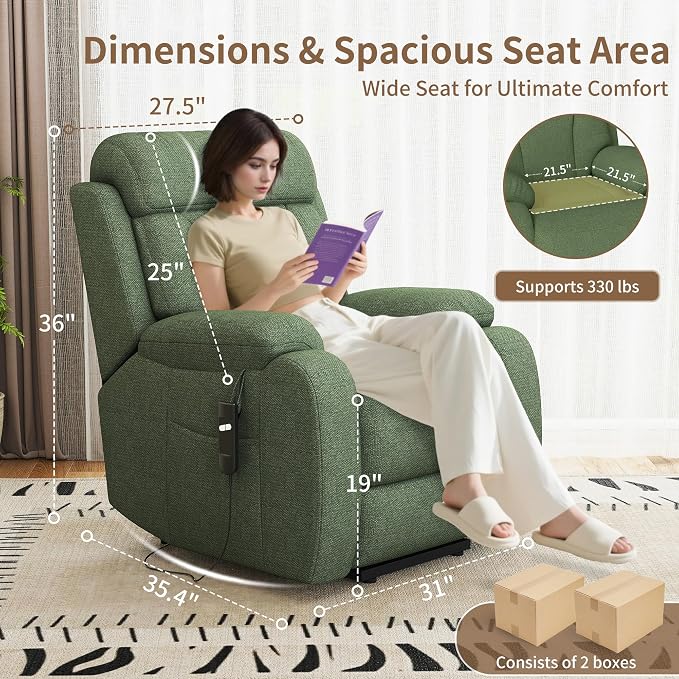 Power Lift Recliner Chair for Elderly with Remote Control - Heavy Duty 330 lbs Snowflake Velvet Fabric, Compact Electric Lift Chair for Seniors Small Spaces Living Room Bedroom