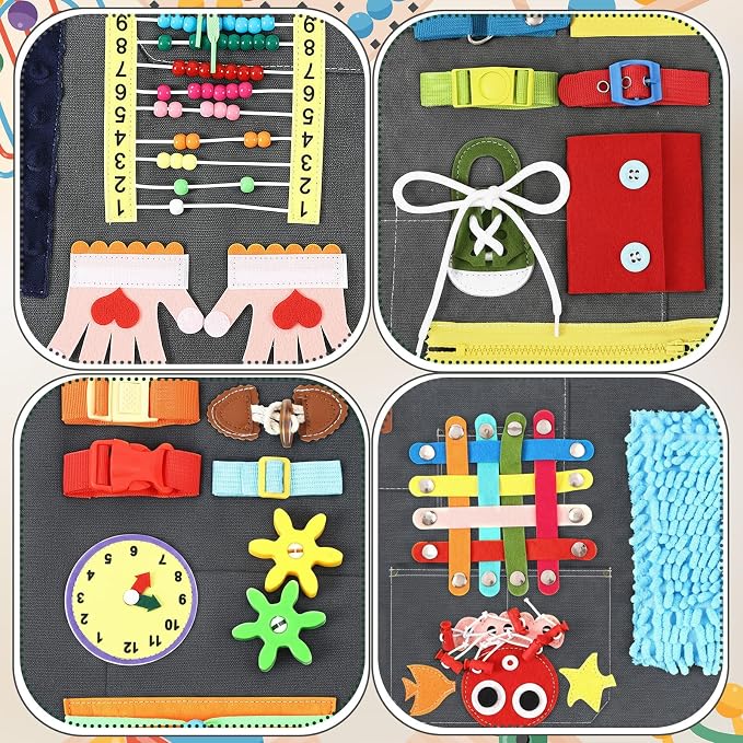 Shyyween Fidget Apron for Elderly Fidget Blanket for Dementia Alzheimer's Therapy Activity Apron Anxiety Relief supplies(Grey)