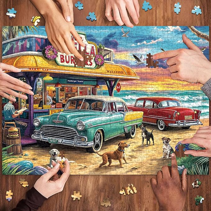 Puzzles for Adults 1000 Pieces,Seaview Campground Jigsaw Puzzle with 1:1 HD Poster, Perfect Interlocking No Dust, Stress Relief Ideal Gift for Family Games