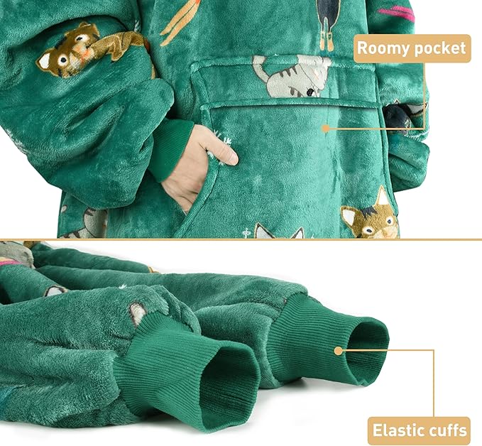Catalonia Oversized Blanket Hoodie Sweatshirt, Wearable Sherpa Lounging Pullover for Adults Women Men