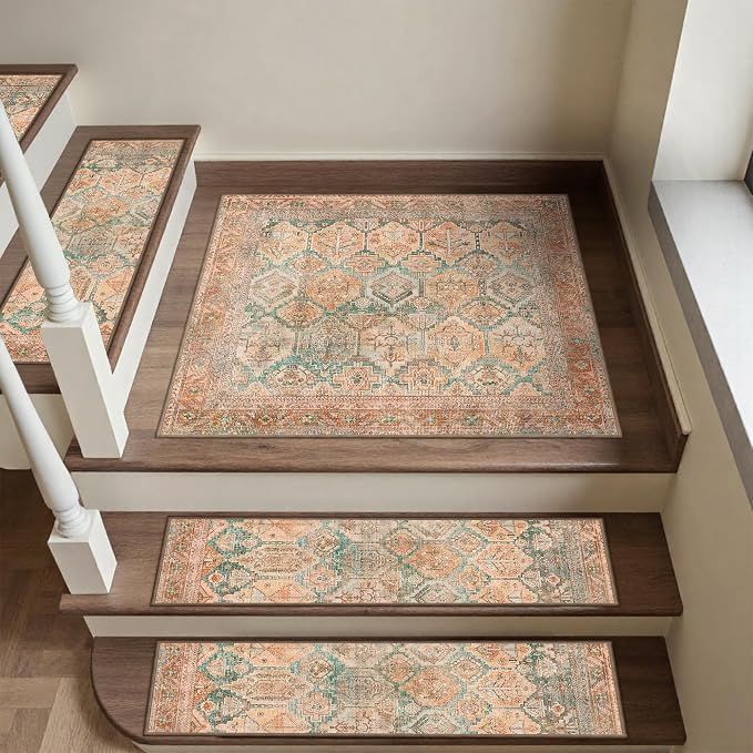 SARBEN 30"x30" Non Slip Stair Treads for Wooden Steps 1 Pack,Cedarwood Sage | Peel and Stick Carpet Stair Runner with TPE Adhesive Backing, Carpet for Added Safety, Pet and Senior Friendly