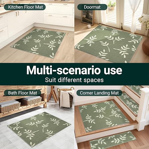 Non-Slip Landing Mat for Wooden Steps Indoor,Carpet Stair Treads | 30"x 30" Peel and Stick Soft Stair Rugs for Pets, Non Skid Wood Staircase Step Treads Reusable,Stair Protectors, Green
