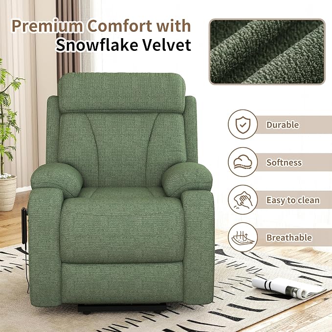 Power Lift Recliner Chair for Elderly with Remote Control - Heavy Duty 330 lbs Snowflake Velvet Fabric, Compact Electric Lift Chair for Seniors Small Spaces Living Room Bedroom