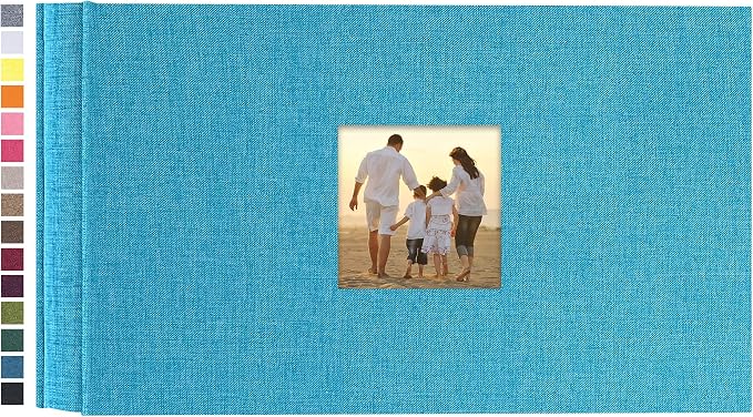 potricher Small Photo Album 4x6 100 Photos Linen Cover Picture Photo Book for Family Wedding Anniversary Baby Vacation (Blue,100 Pockets)
