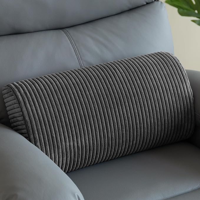 HIGOGOGO Lumbar Support Pillow for Recliner Chair/Accent Chair/Couch, Memory Foam Back Support Cushion for Elderly, Recliner Cushions for Back Rest, Pain Relief, Reading, Washable Cover, Dark Grey