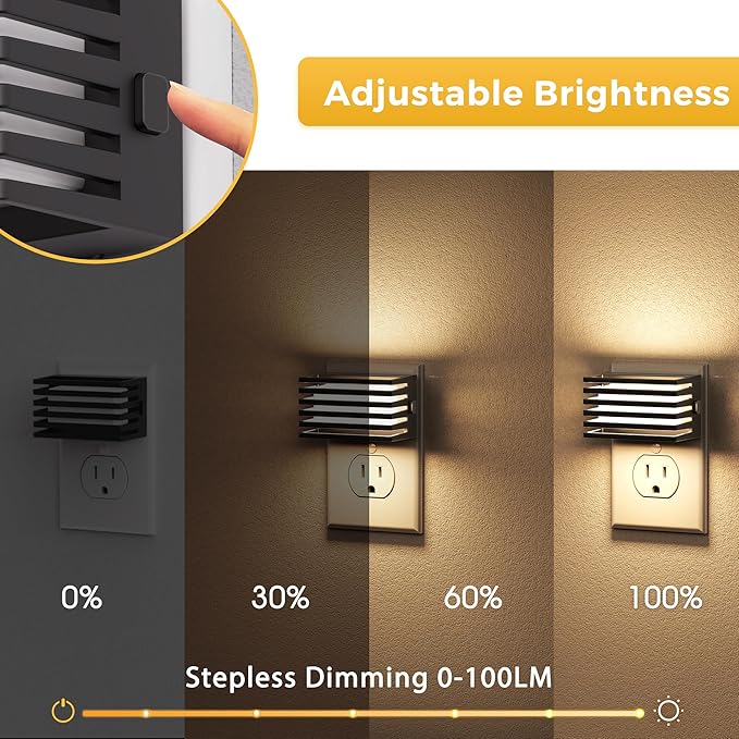 L LOHAS LED Night Lights Plug into Wall, [4-Pack] Modern Plug in Night Light with Dusk-to-Dawn Sensor, Adjustable Brightness, 3000K Soft White for Bedroom Bathroom Hallways Kid's Room