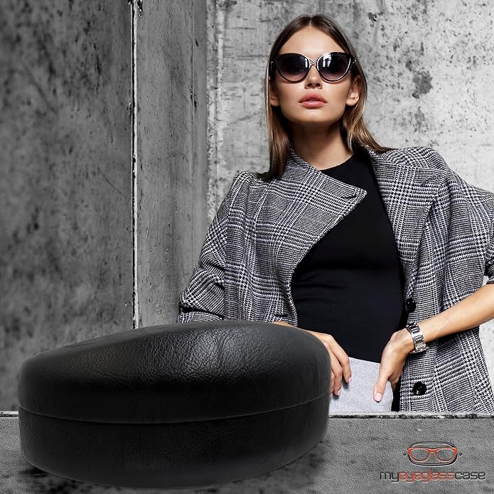 MyEyeglassCase - Large Sunglasses Case - Glasses Holder with Pouch & Cloth - Eyeglass Hard shell Medium - Extra Large frames