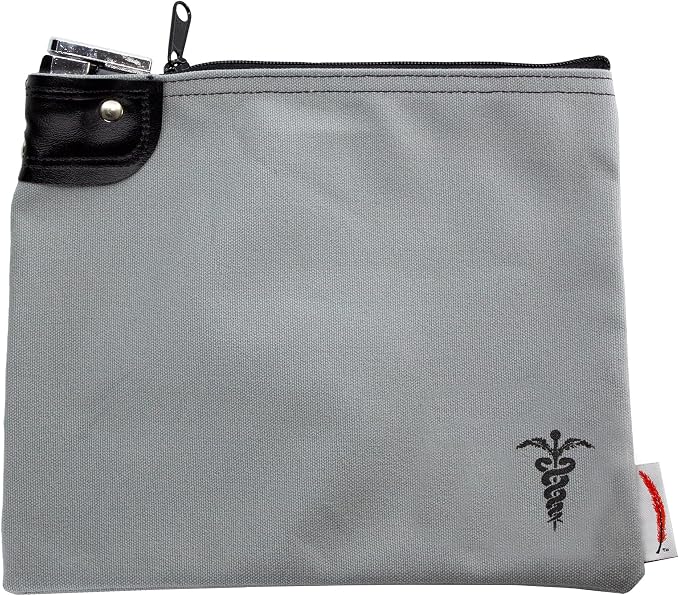 Canvas Medication Organizer Lock Bag, Gray, 8 x 10 | Travel Pill Organizer, 2 Keys Included, Heavy Duty Lock System, Pill Pouch