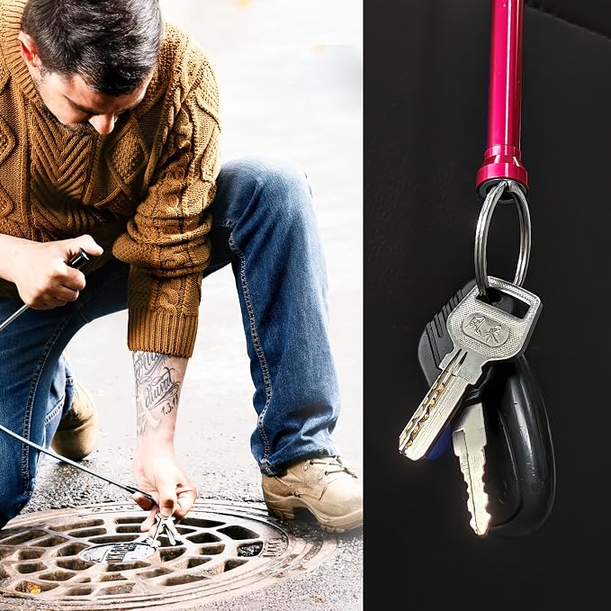 Flexible Magnetic Pickup Tool,Bendable Grabber Tool with 4 Claws & Strong Magnet – Flexible Claw Pick-Up Reacher for Narrow Spaces, Engine Bay, Sink, Drain, Jewelry, Keys, Metal Objects