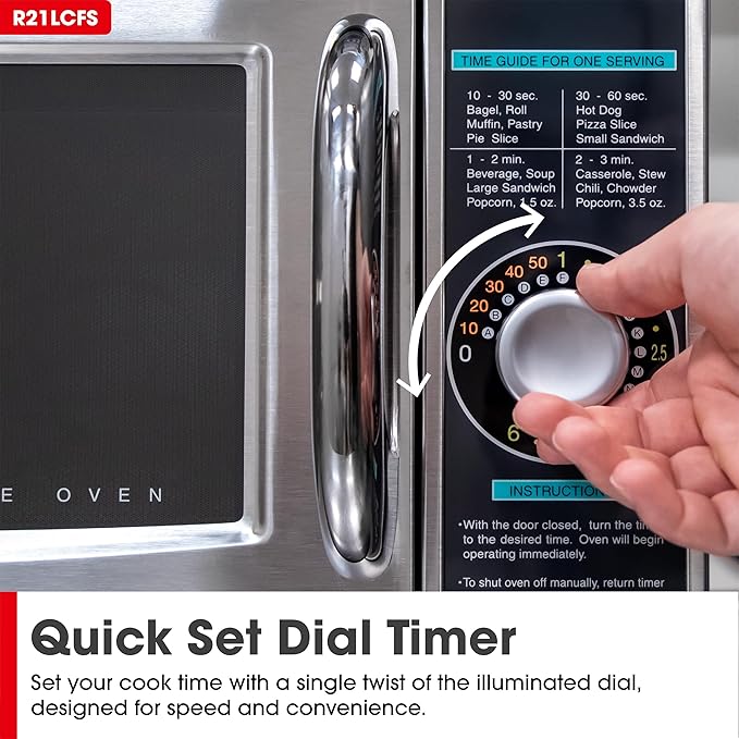 Sharp R-21LCFS Medium-Duty Commercial Microwave Oven with Dial Timer, Stainless Steel, 1000-Watts, 120-Volts