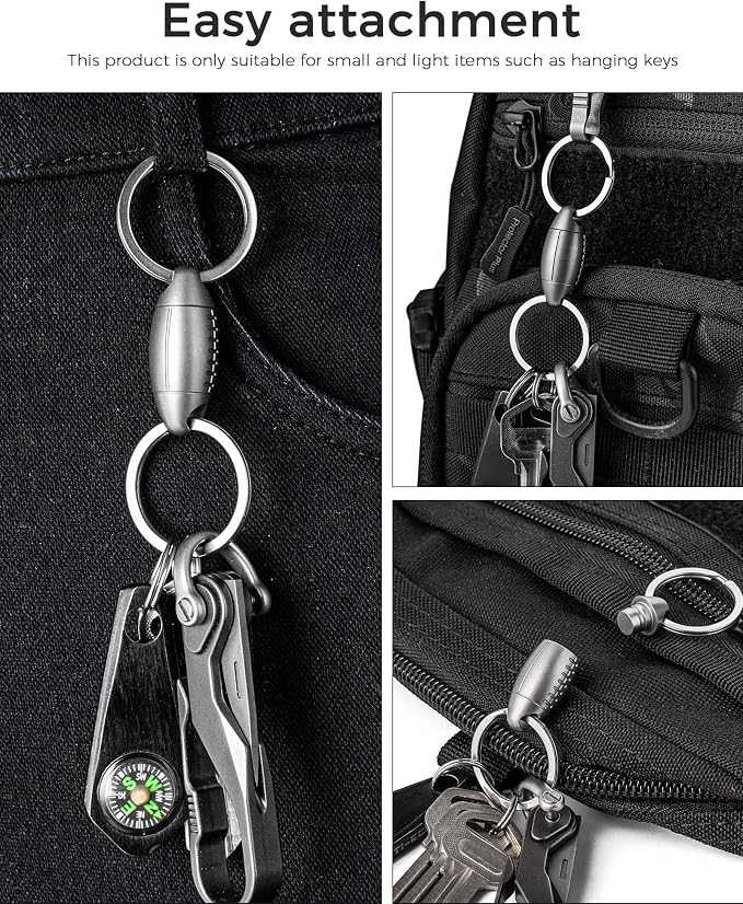 FEGVE Titanium Quick Release Keychain, Detachable Pull Apart Key Chain | Easy Access, Tangle-Free 360° Swivel, Rustproof and Durable, for Valet Car Home Key Storage