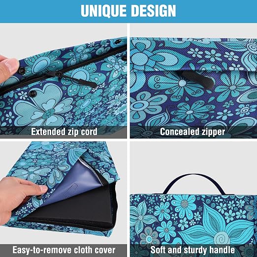 WORKPRO 17" Kneeling Pad with Removable Cover, Blue Floral Printing | Soft NBR Foam Cushioning, Large Size, For Gardening, Daily Chores, Workout Supplies
