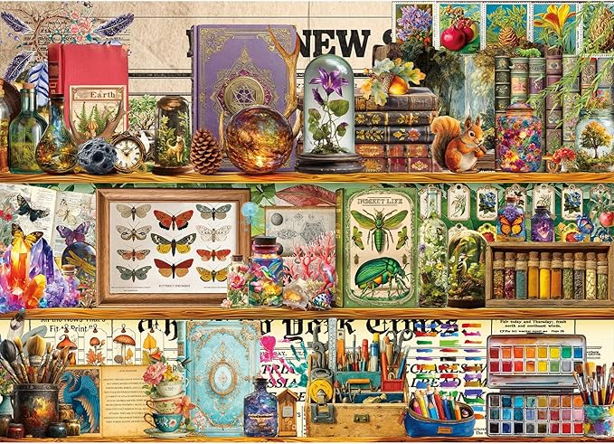 1000 Piece Puzzles for Adults,Fantasy Bookshelf Jigsaw Puzzle 1000 Pieces for Adults Seniors,Challenging Family Games Holiday Party Gifts -1:1 Poster Interlock Perfectly Letter on Back