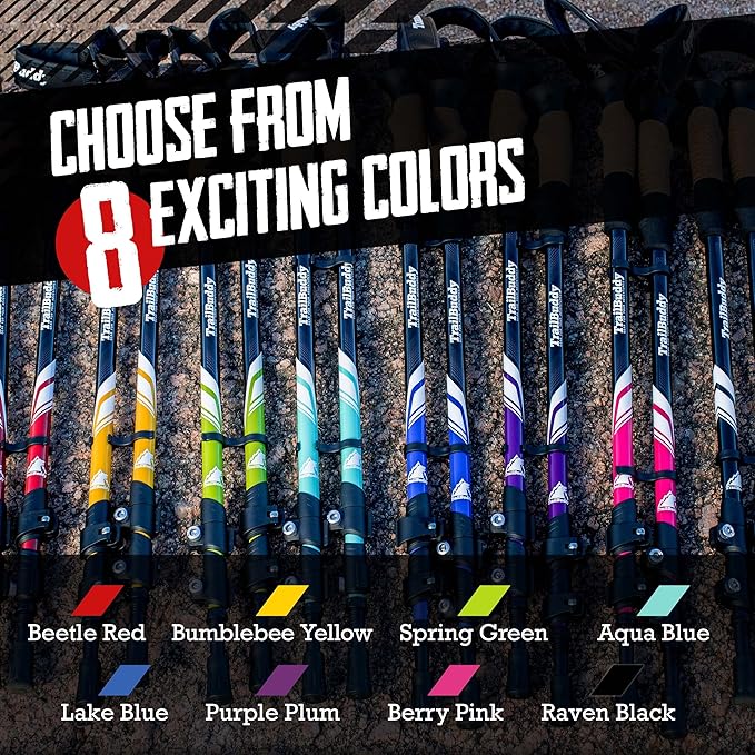 TrailBuddy Trekking Poles – Lightweight 7075 Aluminum Hiking Poles for Women, Men & Seniors – Collapsible or Foldable Walking Sticks for Travel, Trails & Balance