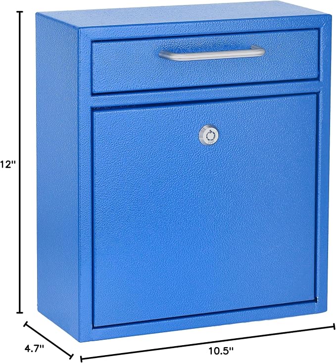 AdirOffice Wall Mount Mailbox - Mailbox with Lock and Keys- Durable Wall Mounted Locking Mailbox and Cash Drop Box for House, Apartments and Bussiness After Hours Deposits