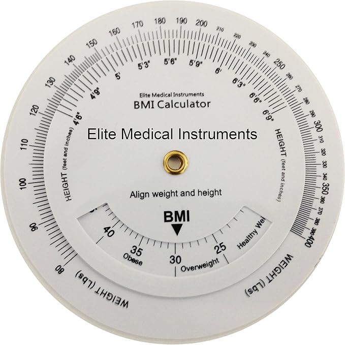 EMI BMI Body Mass Index Wheel Calculator 4.25 inch, Single Sided, Adult ECB-201