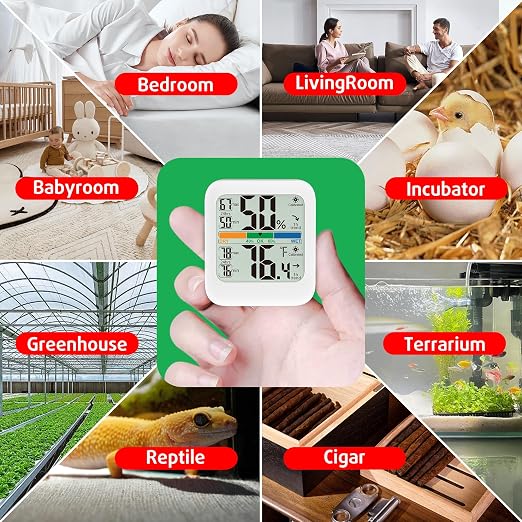 G.CATACC Room Thermometer Indoor Hygrometer Temperature Humidity Monitor | 5s Fast Refresh, 2.8" Large LCD, Battery included, Accurate Sensor for Home Office Baby Nursery Greenhouse Reptile Incubator