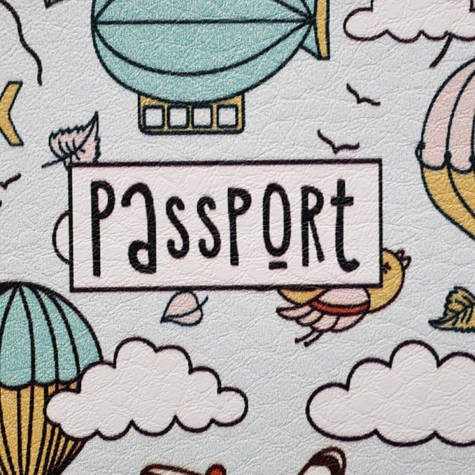 Passport Cover for Kids, Women and Men, Cute Travel Passport Holder (Dirigible Pattern)