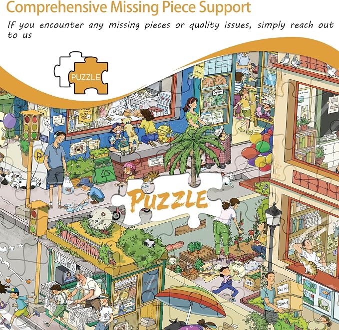 1000 Piece Jigsaw Puzzles for Adults,Busy City Street Puzzle with 1:1 HD Poster, Precise Interlocking, Letter Markings on Back, Dust-Free, Stress Relief & Ideal Family Game Gift