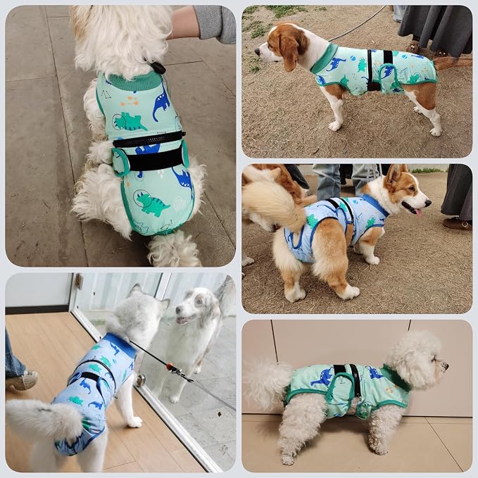 PUMYPOREITY Washable Dog Diapers, Escape-Proof Anti-Harassment Wear for Heat, Reusable Period Diaper, Full Body Dog Onesie for Post-Surgery Recovery, Incontinence, Puppy Training, XL, Blue