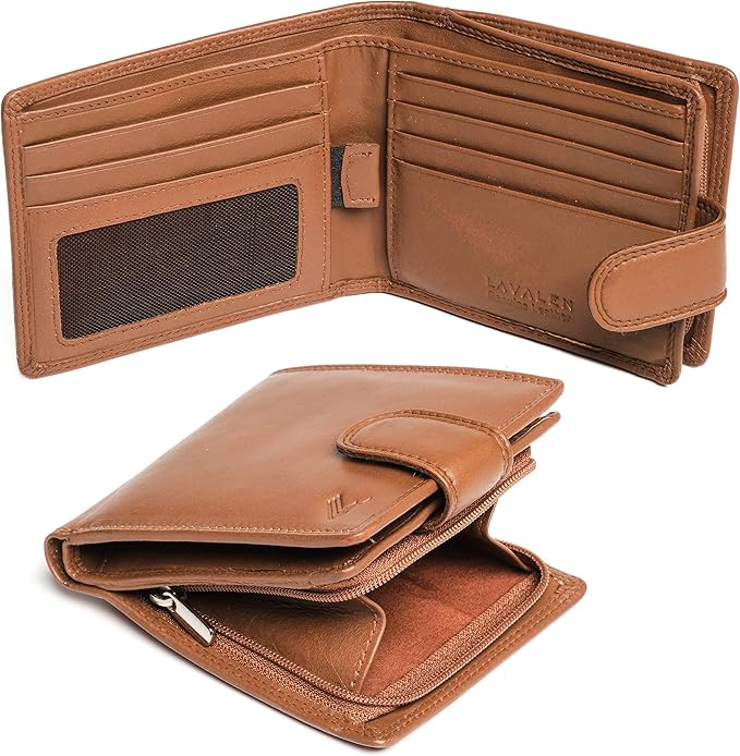 Soft Leather Wallet for Men, Genuine Bifold with Zipper Coin Pocket | Holds Bills, Credit Cards, Coins – RFID Blocking – Stylish, Durable & Practical Leather Wallet for Men