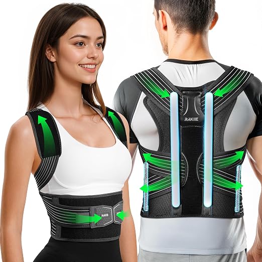 Rakiie All-round Back Belt Support for Women Men, Breathable Durable Lumbar Support Brace, Invisible Under Clothing, Back Support Brace for Hunchback, Gray Size XL (Upper Waist: 47.2"-53.2")