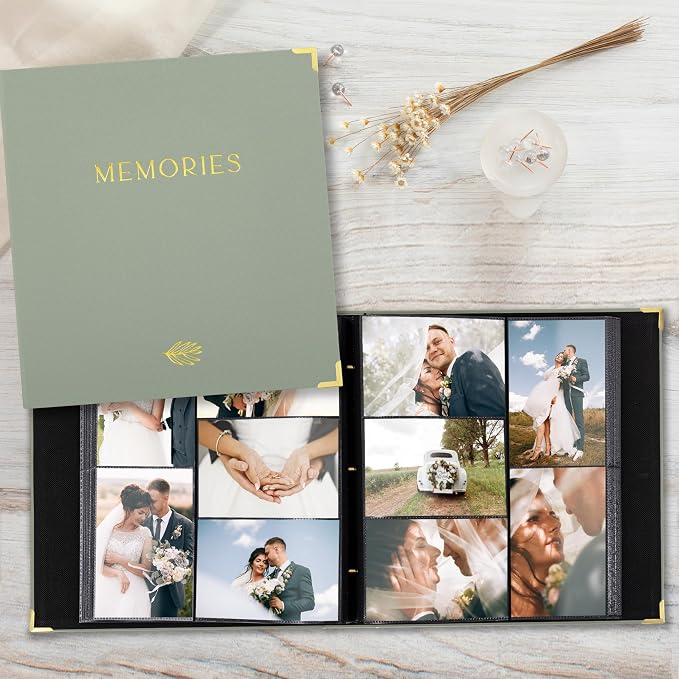 Beautiful Linen Photo Album For 4x6 Photos - Safely Holds Up To 500 Pictures of Unique Memories - The Perfect Large Photo Book To Store All Pictures of Treasured Family, Baby or Wedding Moments